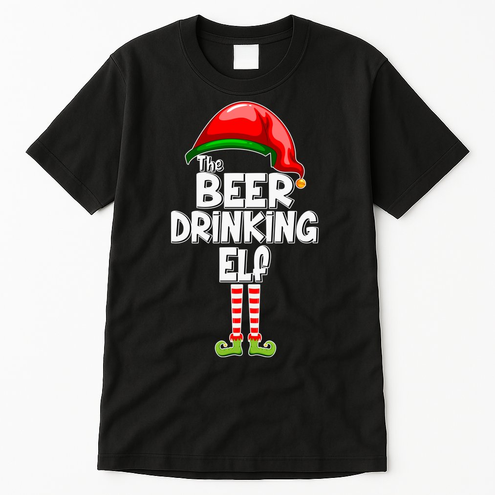 The Beer Drinking Elf Family Matching Christmas Tall T-Shirt
