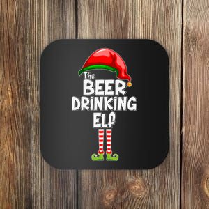 The Beer Drinking Elf Family Matching Christmas Coaster