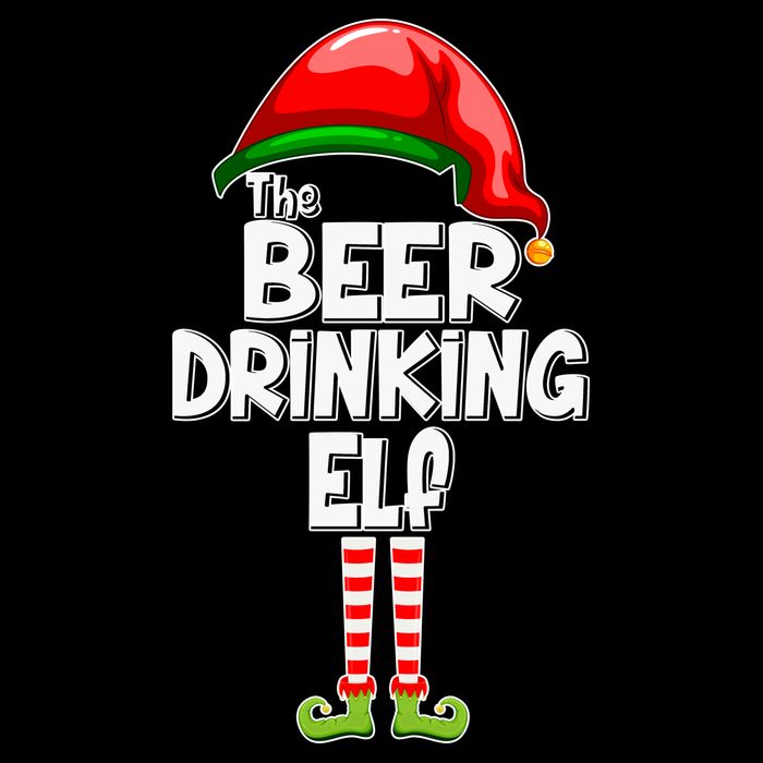 The Beer Drinking Elf Family Matching Christmas Drawstring Bag
