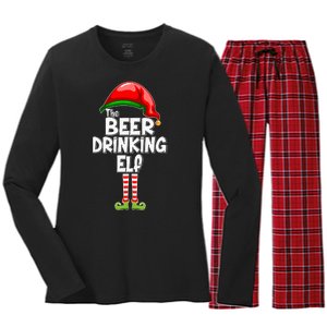 The Beer Drinking Elf Family Matching Christmas Women's Long Sleeve Flannel Pajama Set 