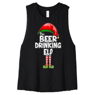 The Beer Drinking Elf Family Matching Christmas Women's Racerback Cropped Tank