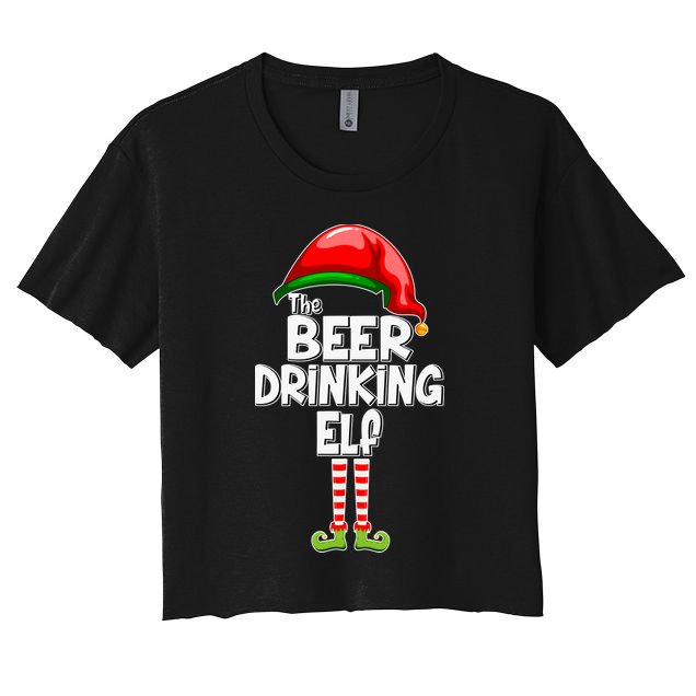 The Beer Drinking Elf Family Matching Christmas Crop Top