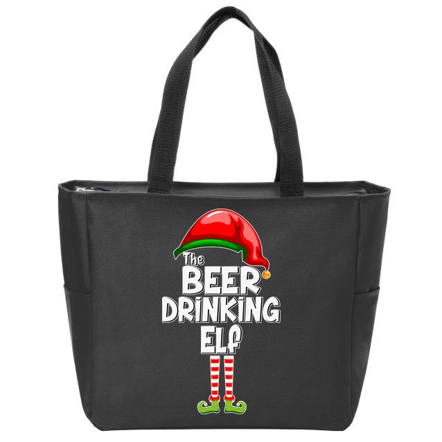 The Beer Drinking Elf Family Matching Christmas Zip Tote Bag