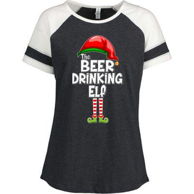 The Beer Drinking Elf Family Matching Christmas Enza Ladies Jersey Colorblock Tee