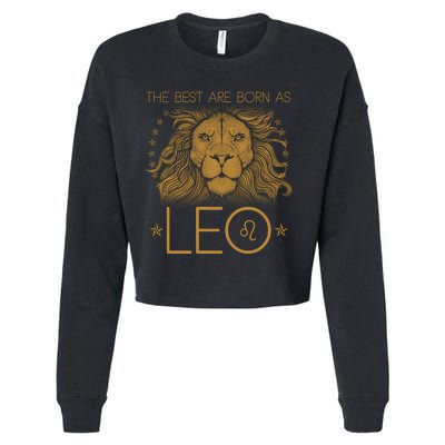 The Best Are Born As Leo Vintage Lion Cropped Pullover Crew