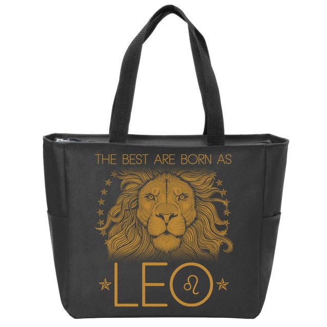 The Best Are Born As Leo Vintage Lion Zip Tote Bag