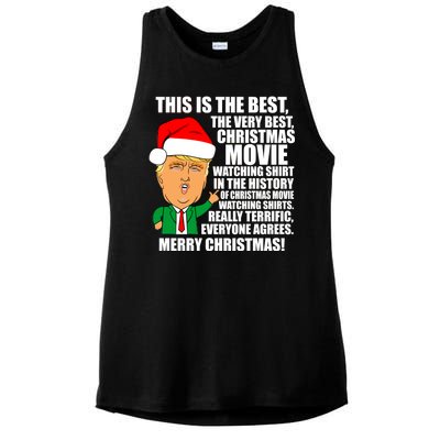 The Best Christmas Movie Watching Shirt Ever Donald Trump Ladies PosiCharge Tri-Blend Wicking Tank