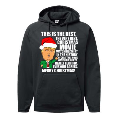 The Best Christmas Movie Watching Shirt Ever Donald Trump Performance Fleece Hoodie