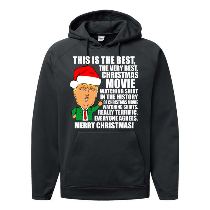 The Best Christmas Movie Watching Shirt Ever Donald Trump Performance Fleece Hoodie