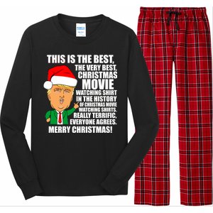 The Best Christmas Movie Watching Shirt Ever Donald Trump Long Sleeve Pajama Set