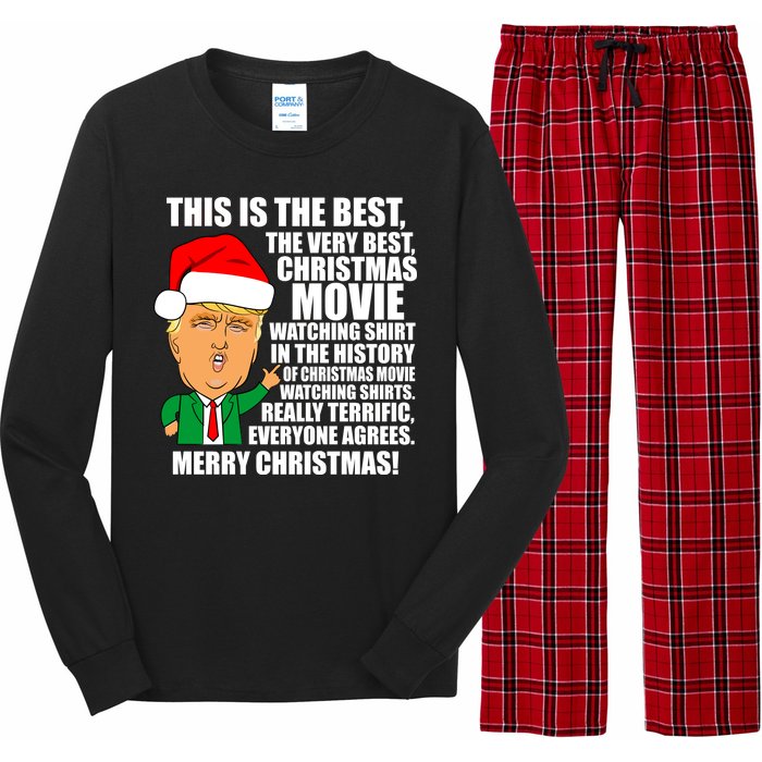 The Best Christmas Movie Watching Shirt Ever Donald Trump Long Sleeve Pajama Set