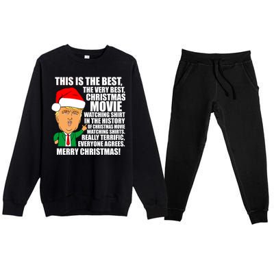 The Best Christmas Movie Watching Shirt Ever Donald Trump Premium Crewneck Sweatsuit Set