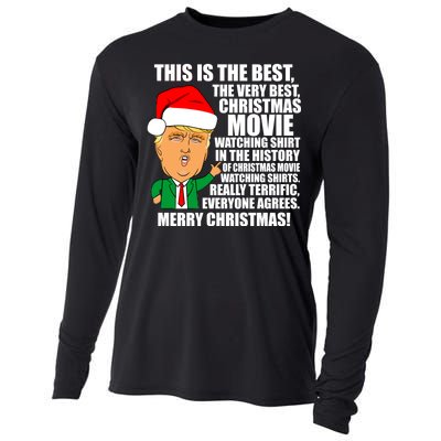 The Best Christmas Movie Watching Shirt Ever Donald Trump Cooling Performance Long Sleeve Crew