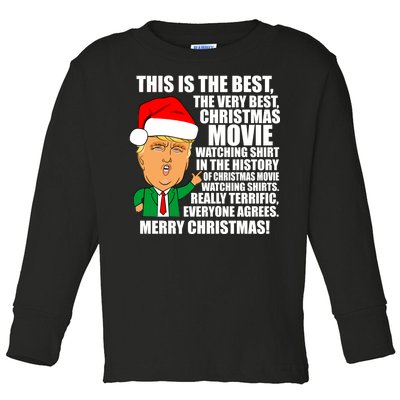 The Best Christmas Movie Watching Shirt Ever Donald Trump Toddler Long Sleeve Shirt