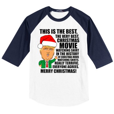 The Best Christmas Movie Watching Shirt Ever Donald Trump Baseball Sleeve Shirt