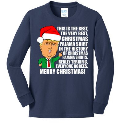 The Best Christmas Pajama Shirt Ever Everyone Agrees Donald Trump Kids Long Sleeve Shirt