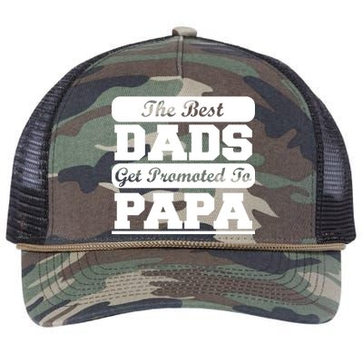 The Best Dads Get Promoted To Papa Retro Rope Trucker Hat Cap