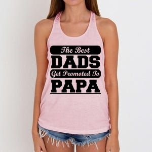 The Best Dads Get Promoted To Papa Women's Knotted Racerback Tank