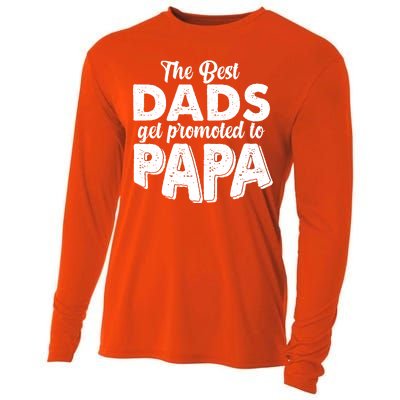 The Best Dads Get Promoted To Papa New Grandfather Cooling Performance Long Sleeve Crew