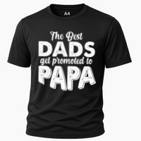 The Best Dads Get Promoted To Papa New Grandfather Cooling Performance Crew T-Shirt