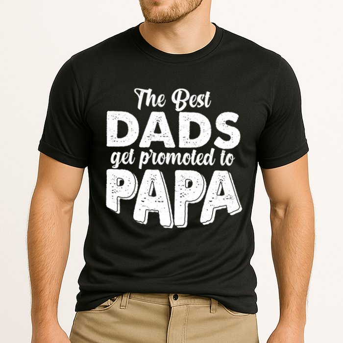 The Best Dads Get Promoted To Papa New Grandfather Cooling Performance Crew T-Shirt