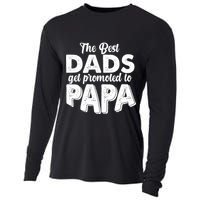The Best Dads Get Promoted To Papa New Grandfather Cooling Performance Long Sleeve Crew
