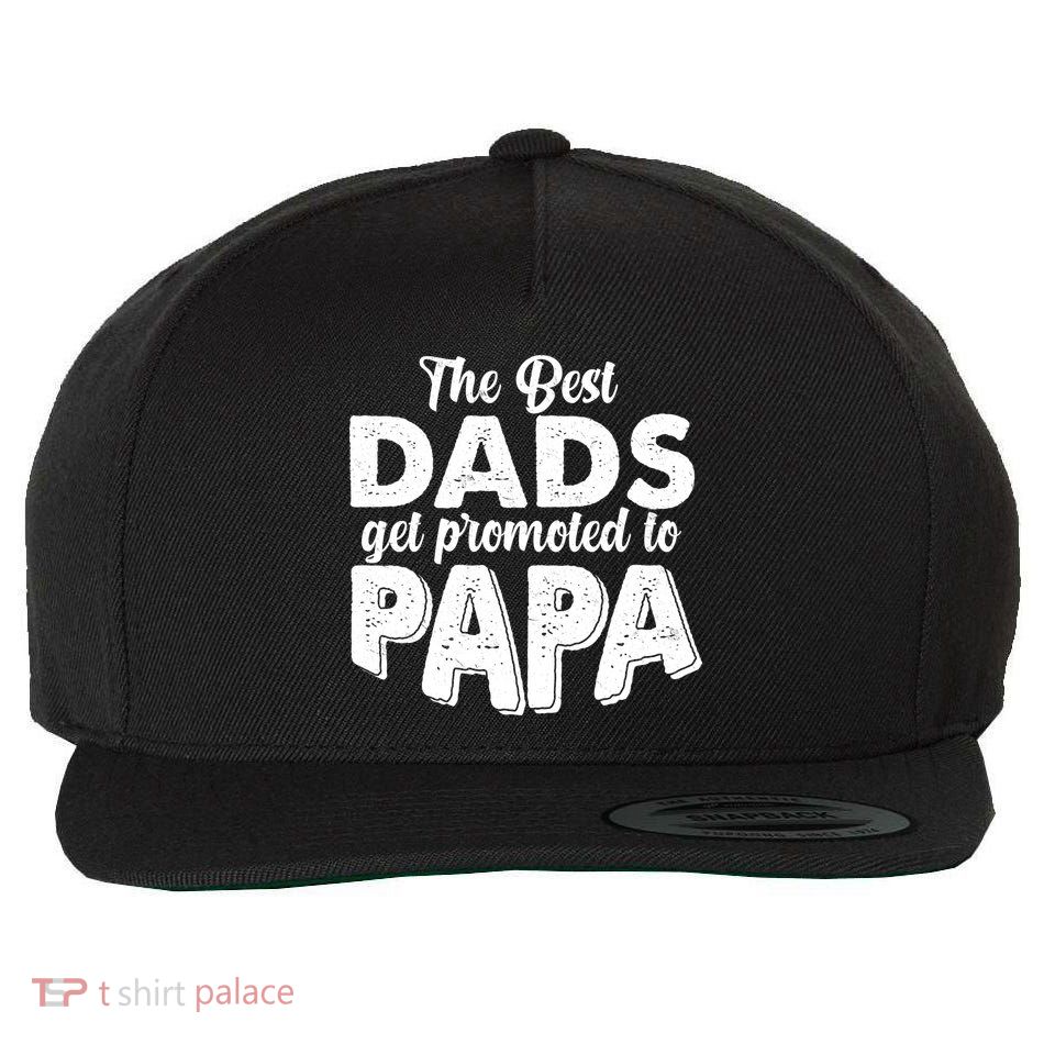 The Best Dads Get Promoted To Papa New Grandfather Wool Snapback Cap