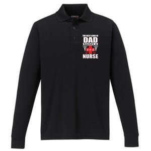 The Best Kind Of Dad Raises A Nurse Performance Long Sleeve Polo