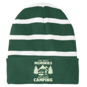 The Best Memories Are Made Camping Striped Beanie with Solid Band