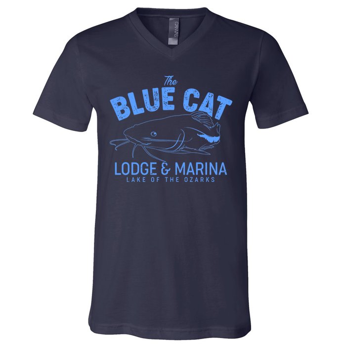 The Blue Cat Lodge & Marina V-Neck T-Shirt