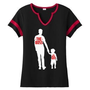 The Boss The Real Boss Father And Child Ladies Halftime Notch Neck Tee