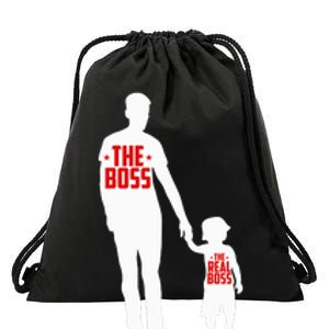 The Boss The Real Boss Father And Child Drawstring Bag