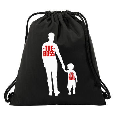 The Boss The Real Boss Father And Child Drawstring Bag