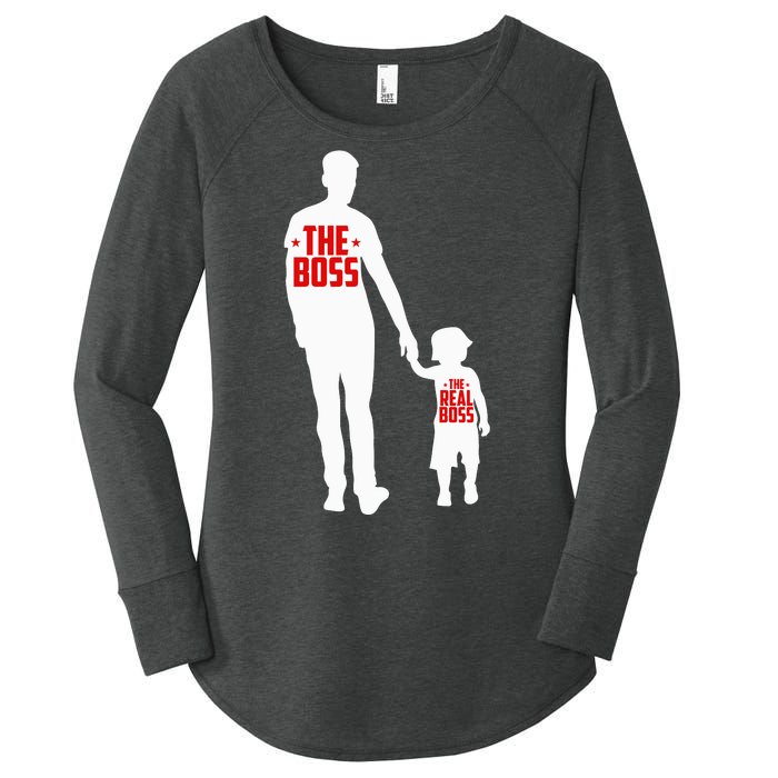 The Boss The Real Boss Father And Child Women's Perfect Tri Tunic Long Sleeve Shirt