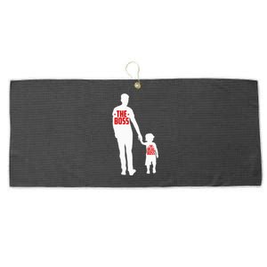 The Boss The Real Boss Father And Child Large Microfiber Waffle Golf Towel