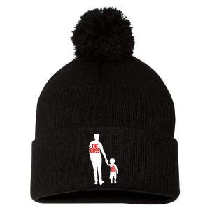 The Boss The Real Boss Father And Child Pom Pom 12in Knit Beanie