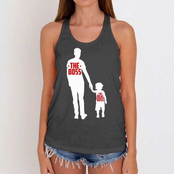 The Boss The Real Boss Father And Child Women's Knotted Racerback Tank