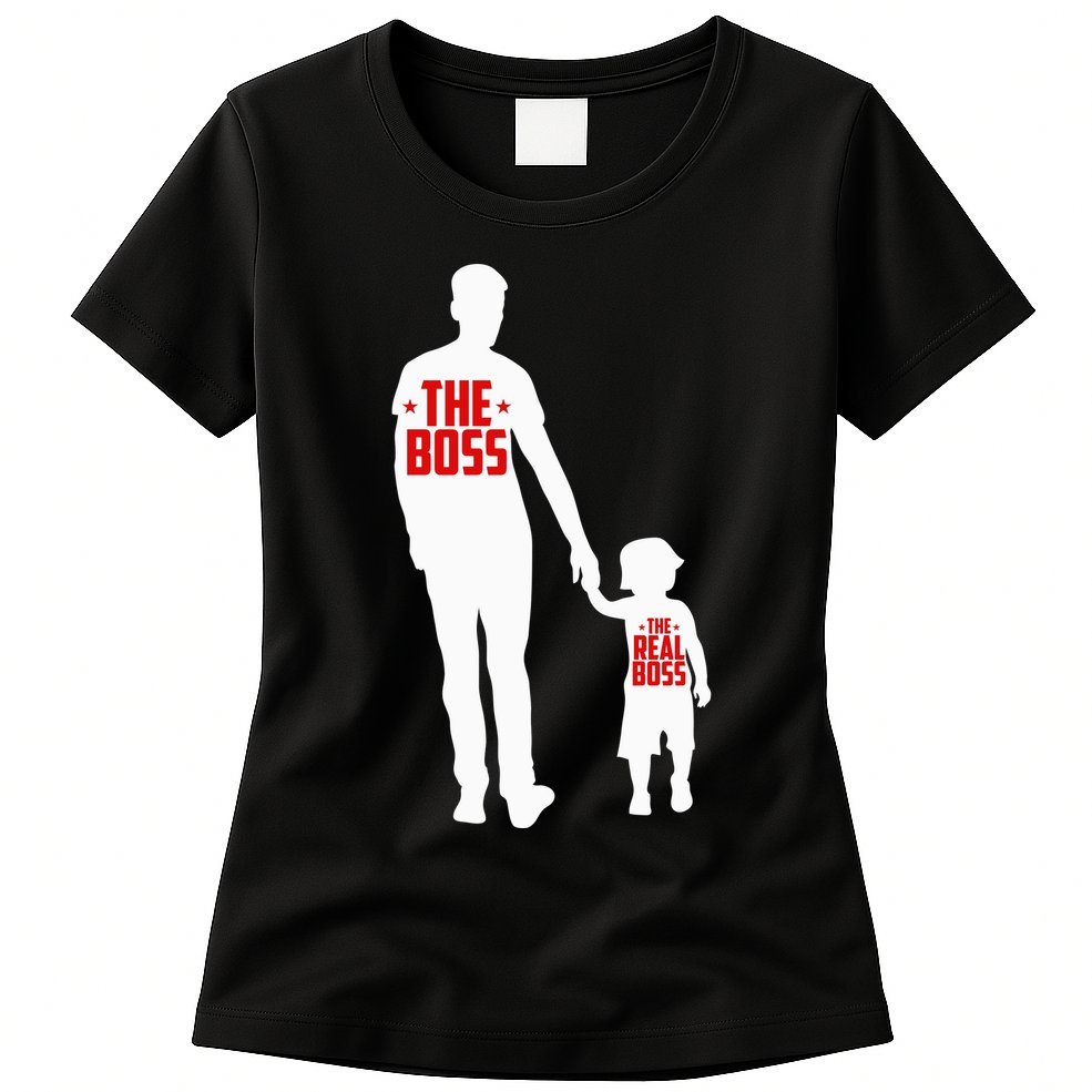 The Boss The Real Boss Father And Child Womens T-Shirt