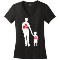 The Boss The Real Boss Father And Child Women's V-Neck T-Shirt