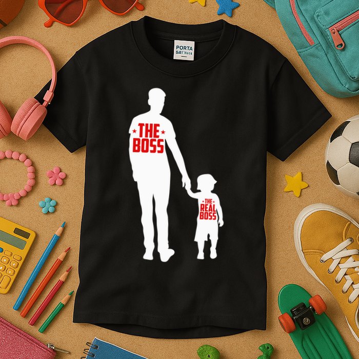 The Boss The Real Boss Father And Child Kids T-Shirt