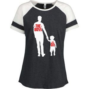 The Boss The Real Boss Father And Child Enza Ladies Jersey Colorblock Tee