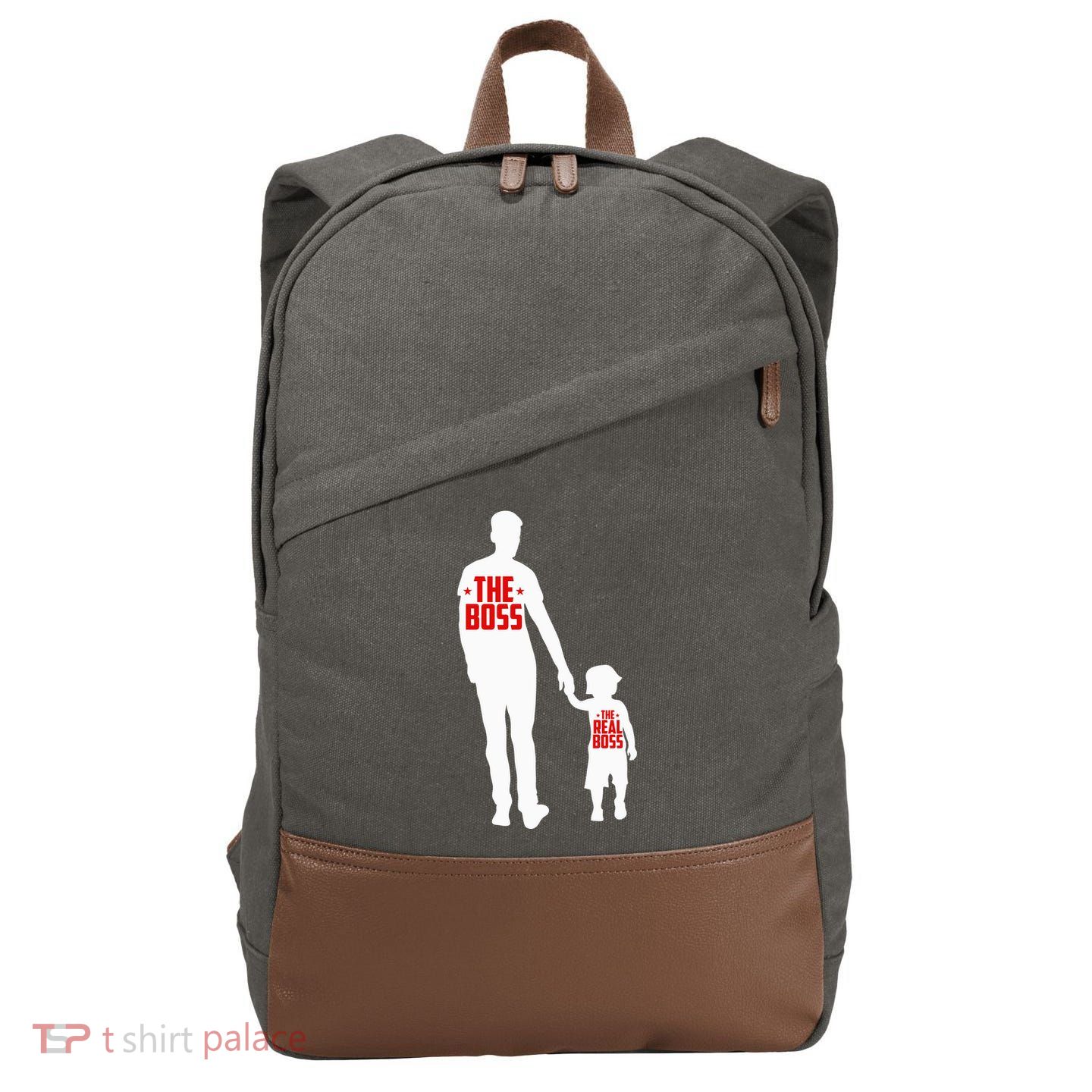 The Boss The Real Boss Father And Child Cotton Canvas Backpack