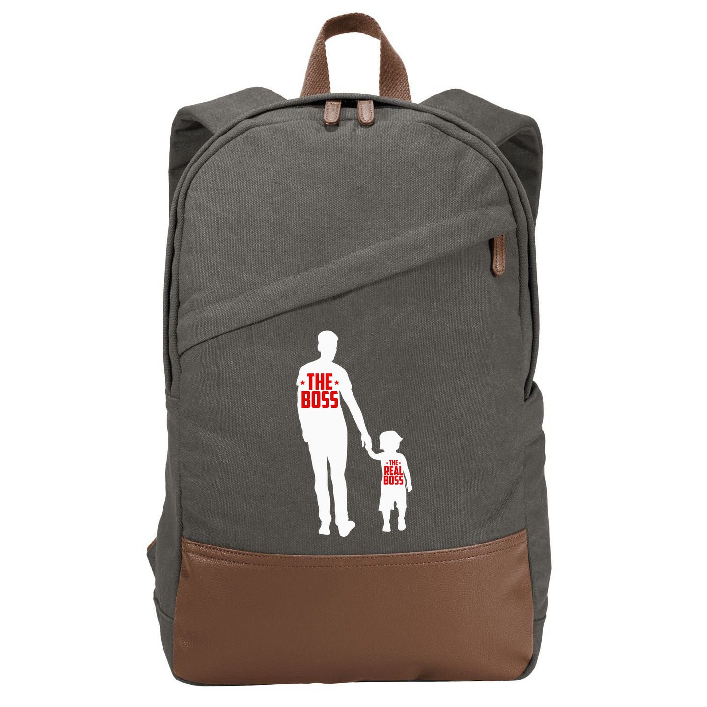 The Boss The Real Boss Father And Child Cotton Canvas Backpack