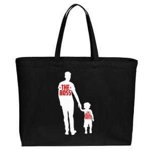 The Boss The Real Boss Father And Child Cotton Canvas Jumbo Tote