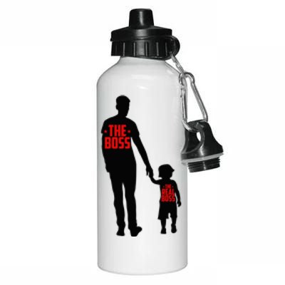 The Boss The Real Boss Father And Child Aluminum Water Bottle