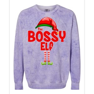 The Bossy Elf Matching Christmas Colorblast Crewneck Sweatshirt