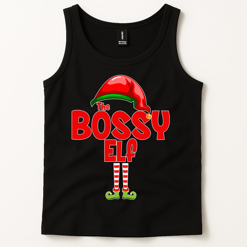 The Bossy Elf Matching Christmas Tank Top