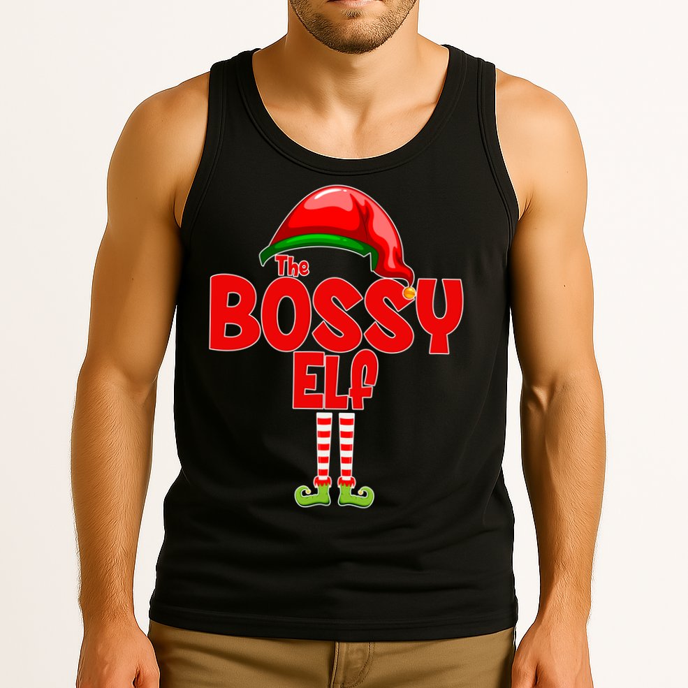 The Bossy Elf Matching Christmas Tank Top