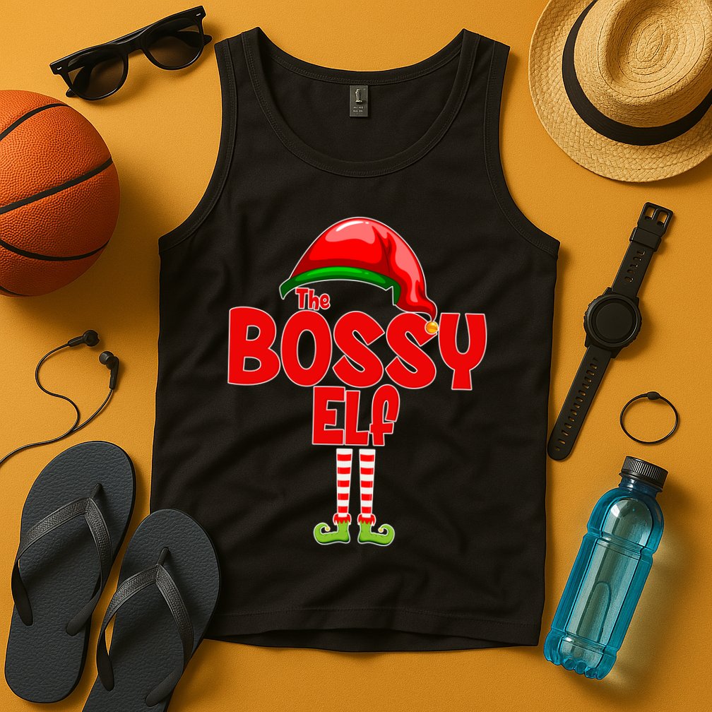 The Bossy Elf Matching Christmas Tank Top