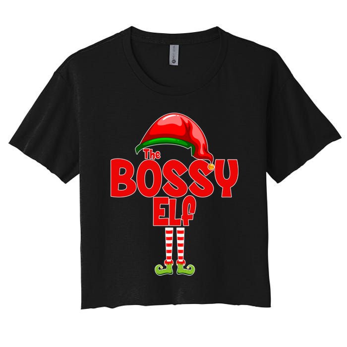 The Bossy Elf Matching Christmas Women's Crop Top Tee